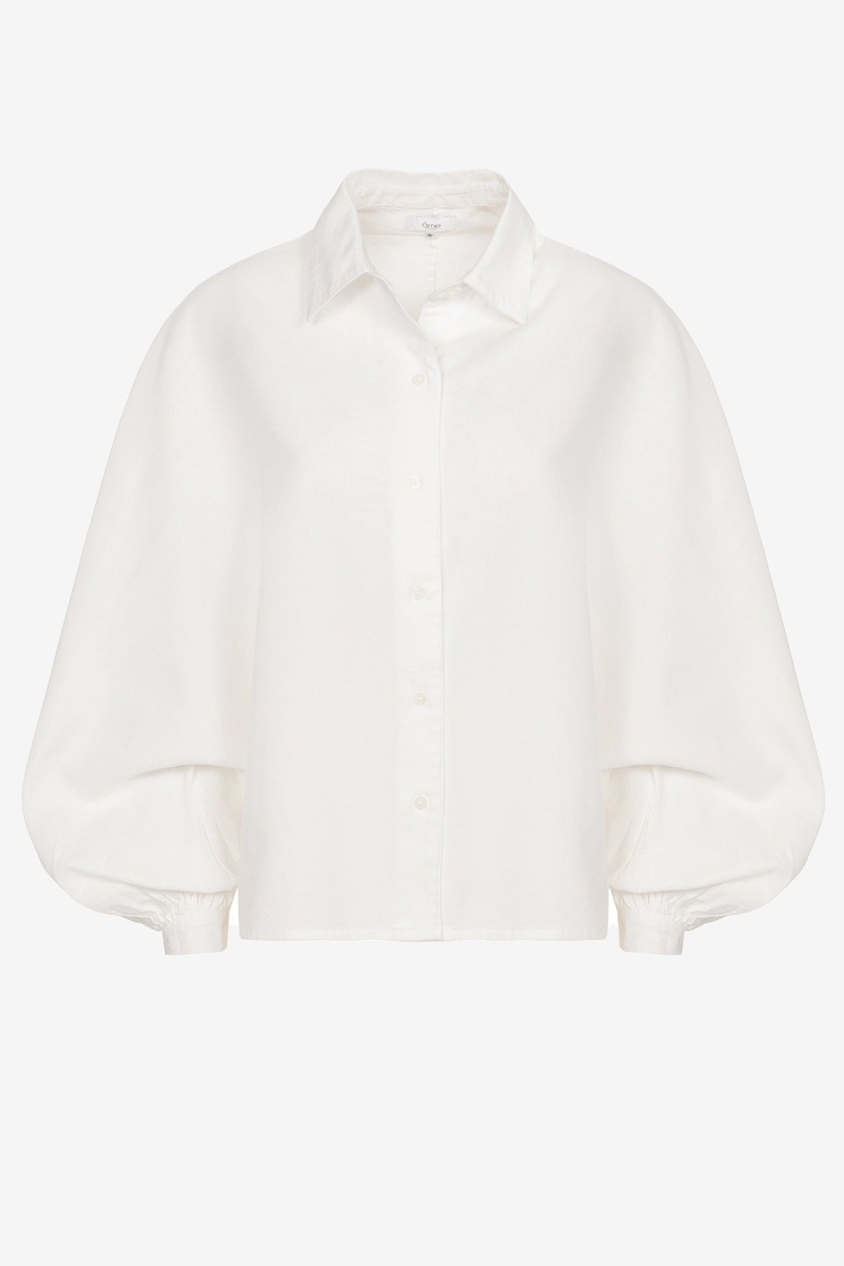 Gala Shirt with Collar & Puff Sleeves | White