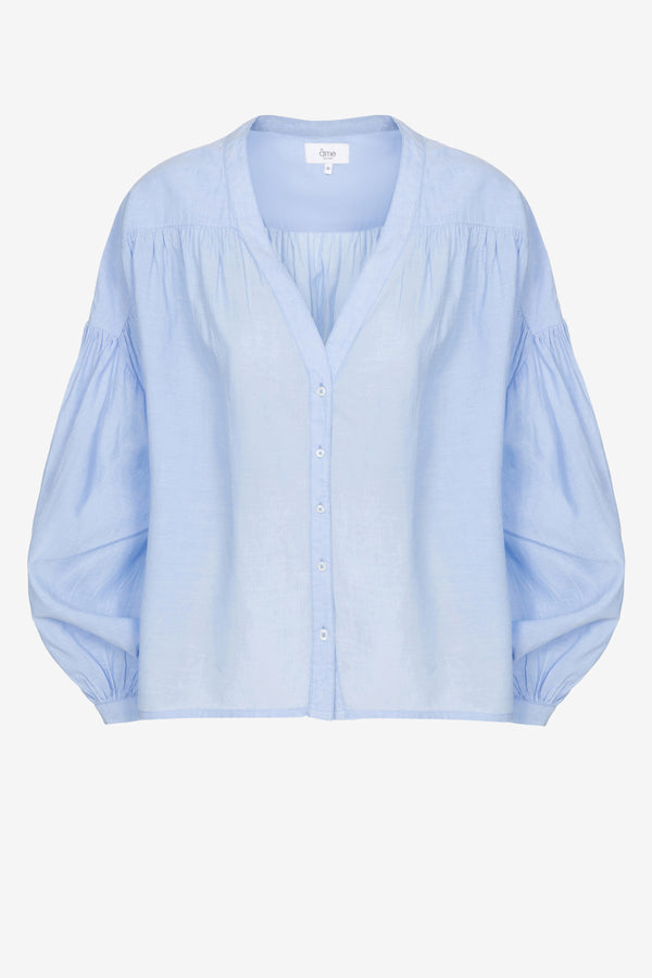 Gante Shirt with Puff Sleeves | Chambray Blue