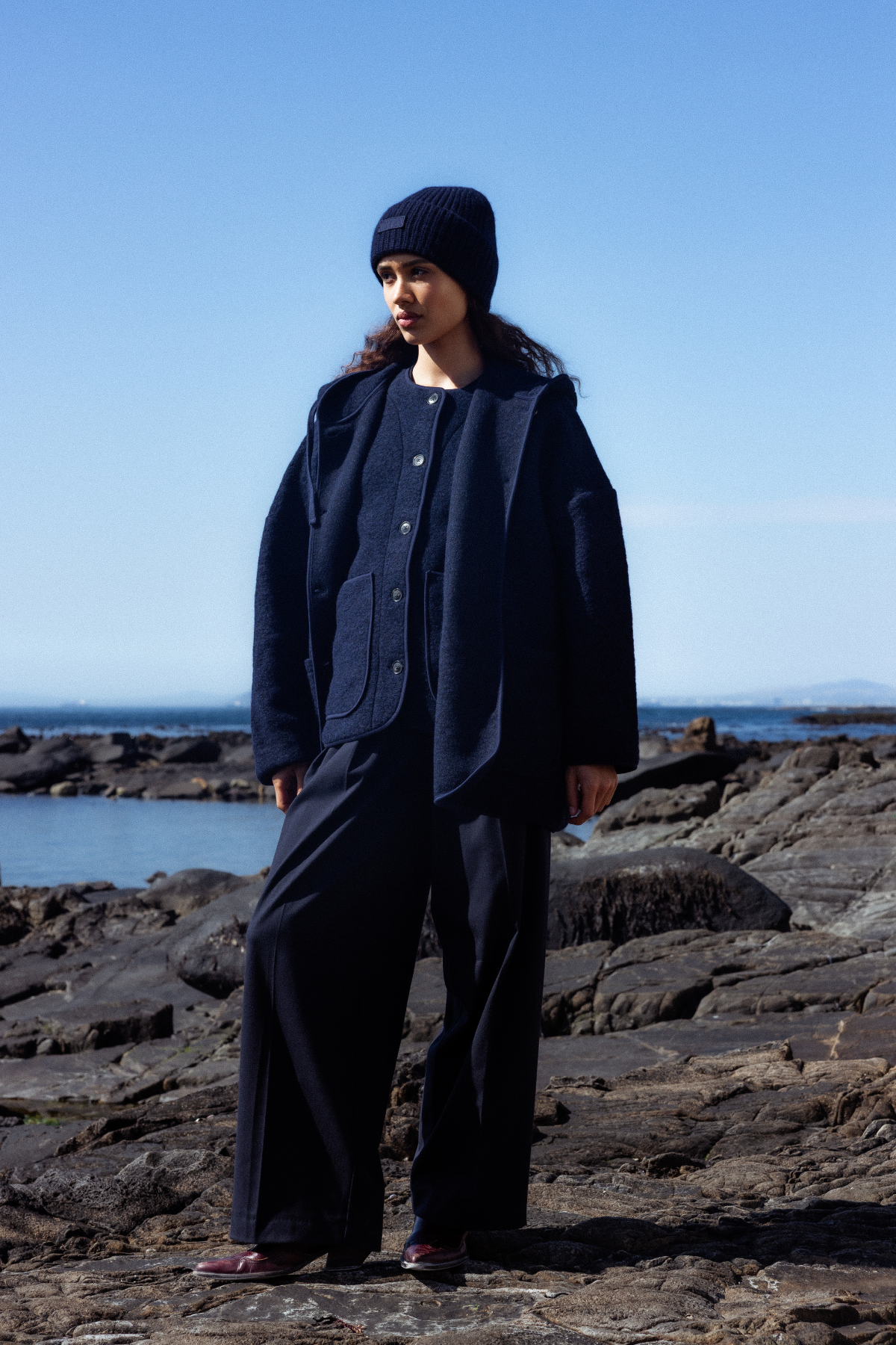 Kenji Veste à Capuche Teddy | Bleu Marine
