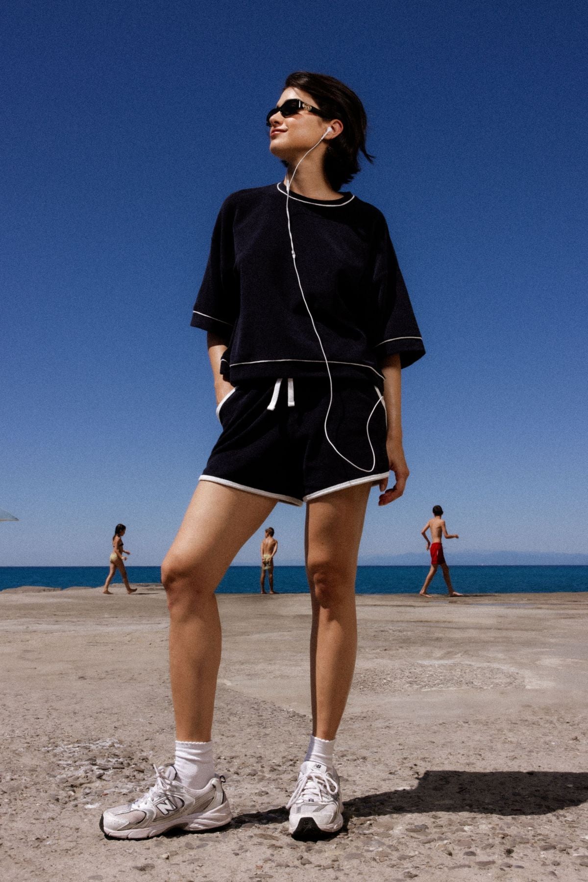  T-shirt Klaxon éponge | Bleu Marine & Blanc