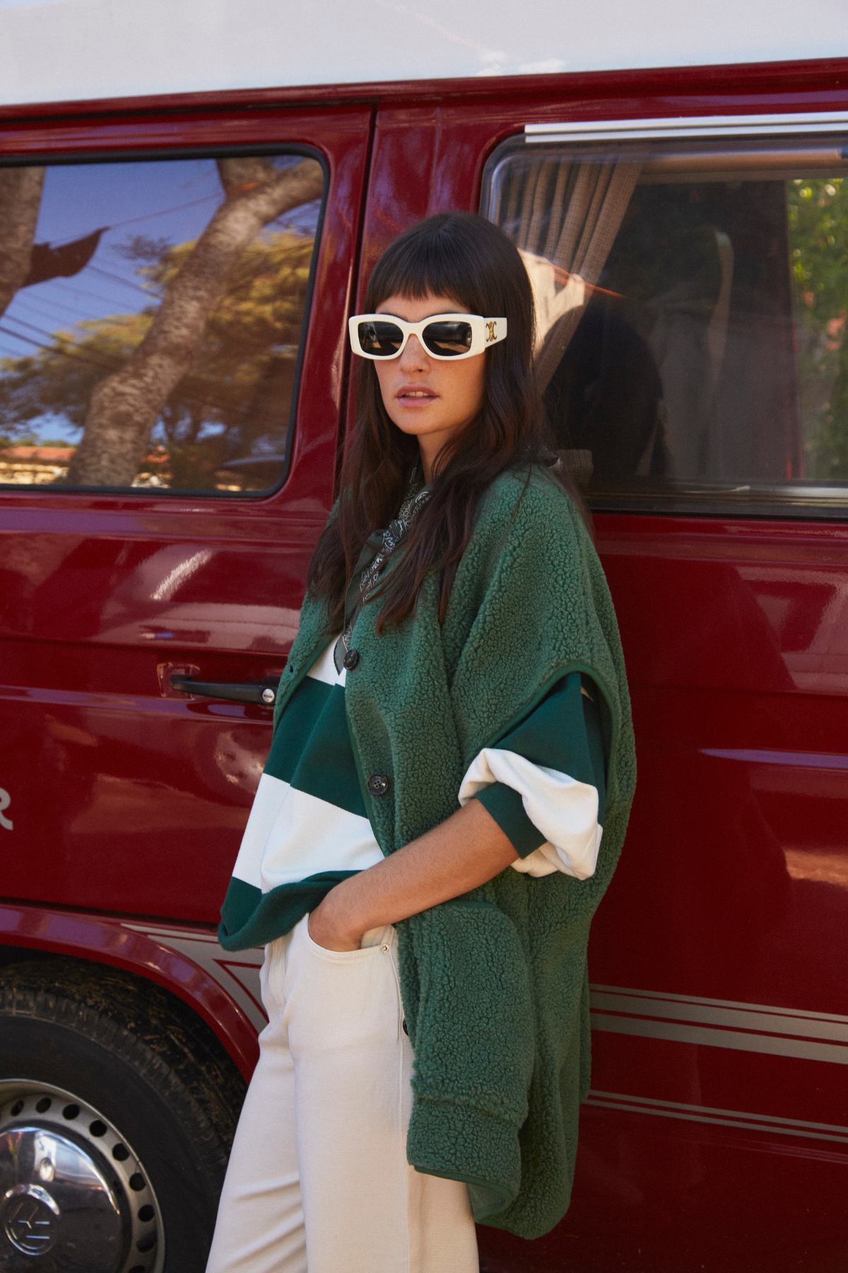 Ines Teddy Oversized Jacket | Green