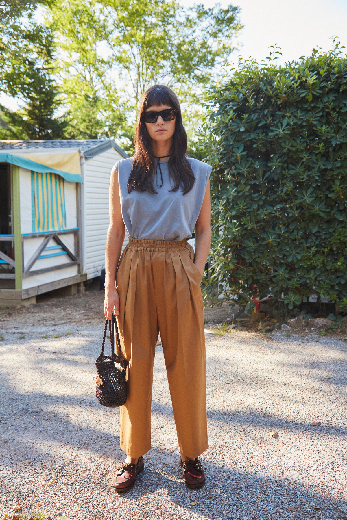 Kick Linen Pleated Pants | Camel