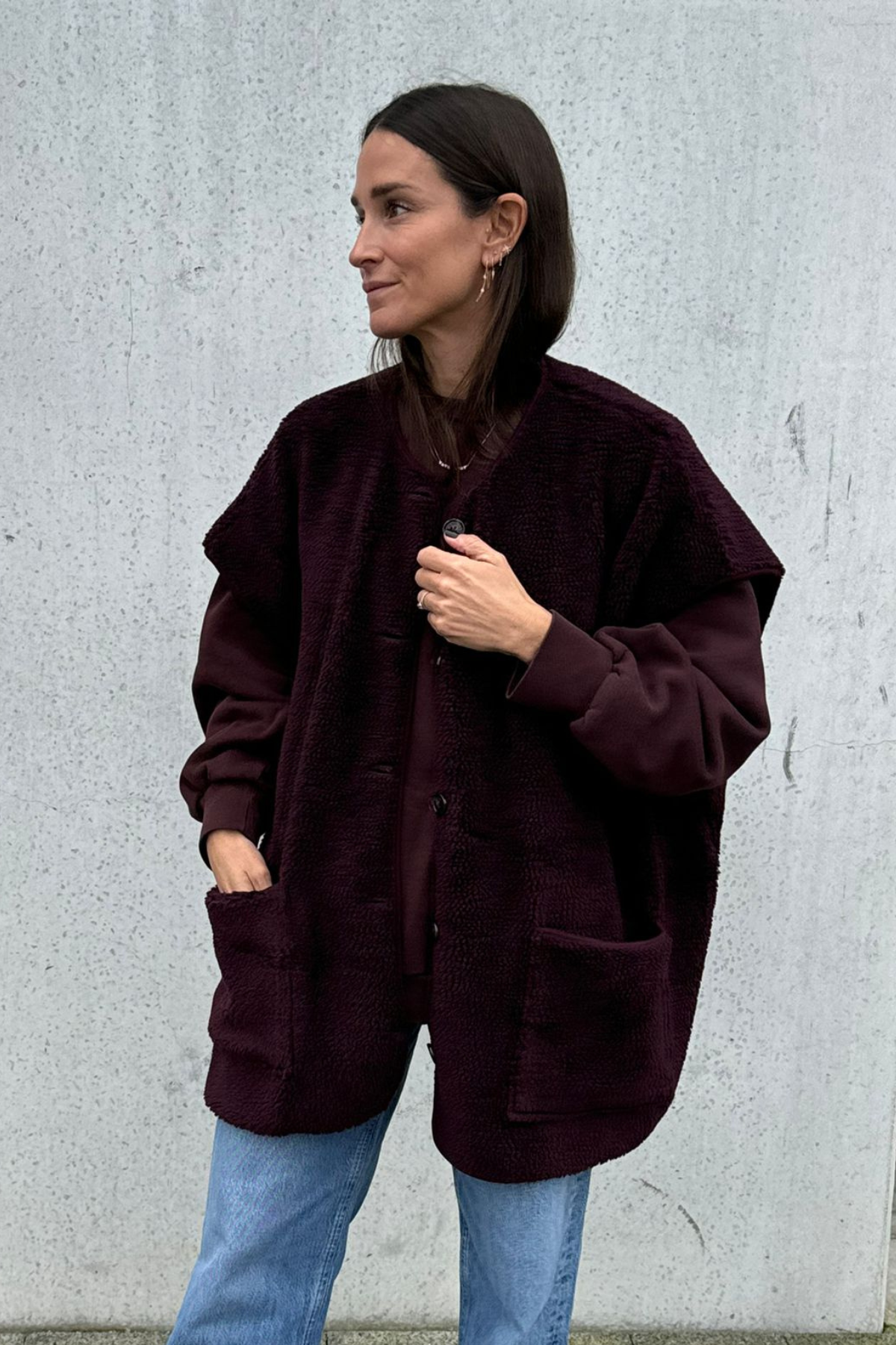 Manteau Ines en French Terry | prune 