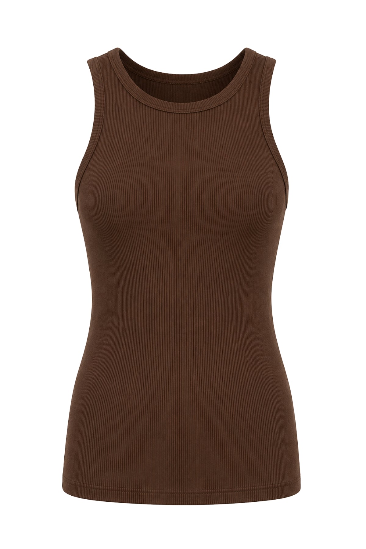 Kraft Ribbed Tank Top | Brown