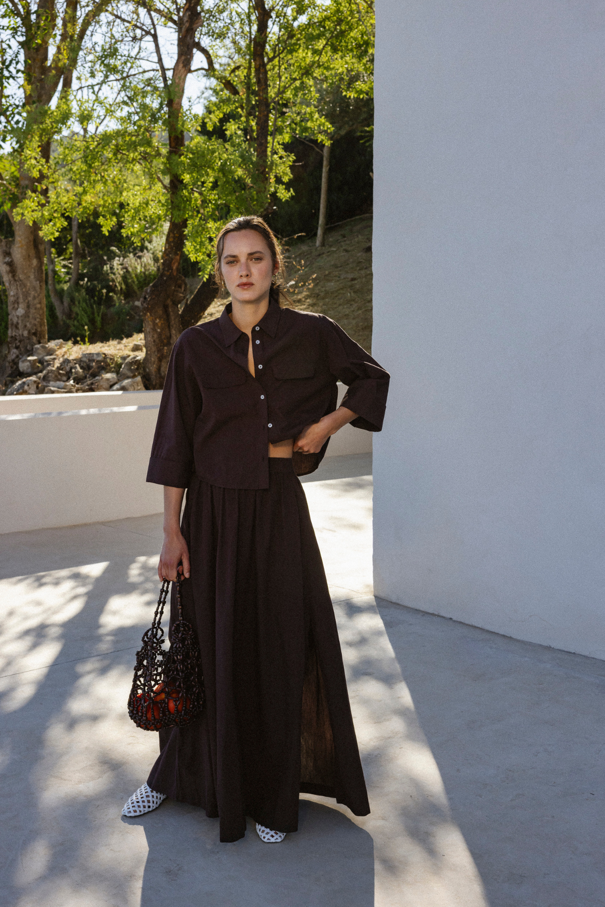 Odile Cropped Shirt | Brown