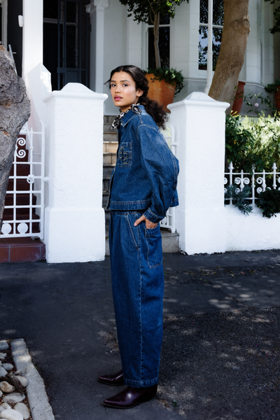 Kick Pleated Denim Pants | Dark Blue – Âme antwerp