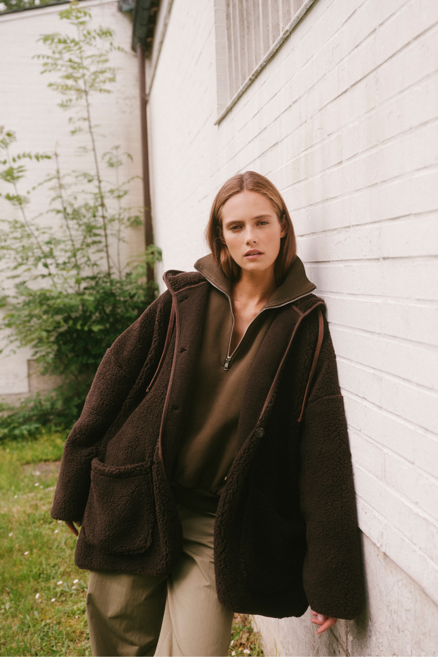 Kenji Teddy Oversized Hoodie Jacket | Chocolate Brown