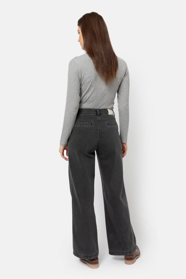 Kale Ribbed Turtleneck with Long Sleeves | Marled Grey