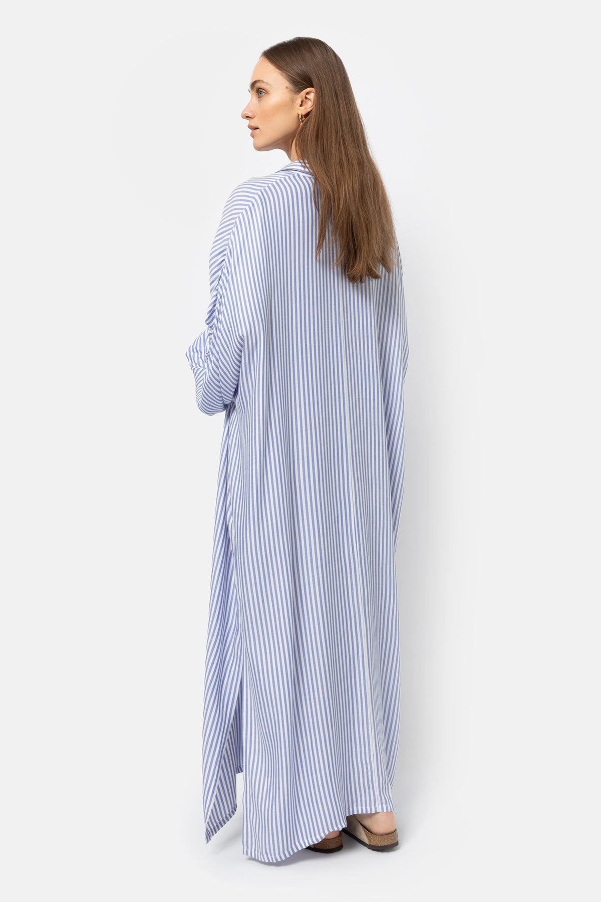 Jelena Long Shirt Dress | White & Blue Stripes