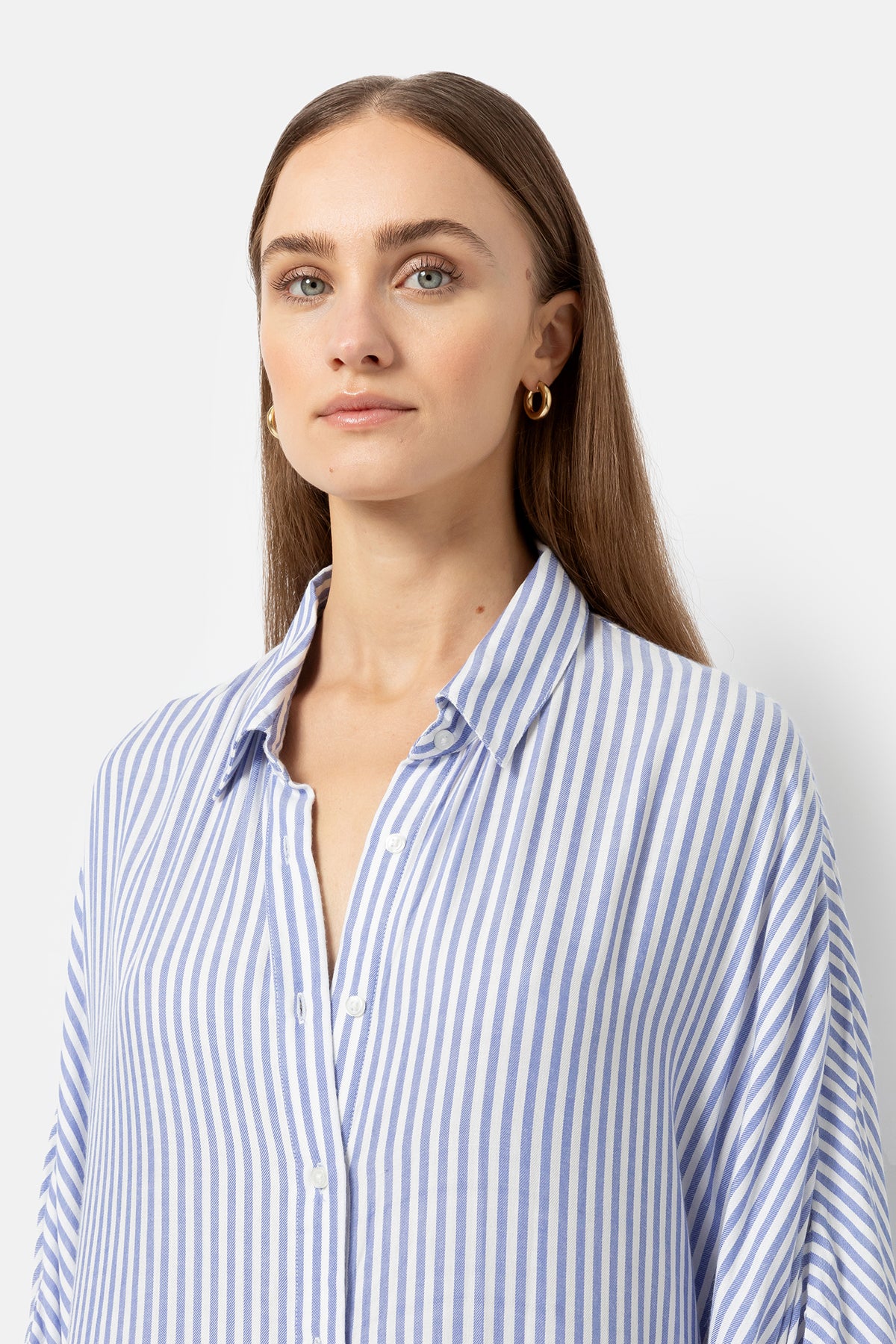 Jelena Long Shirt Dress | White & Blue Stripes