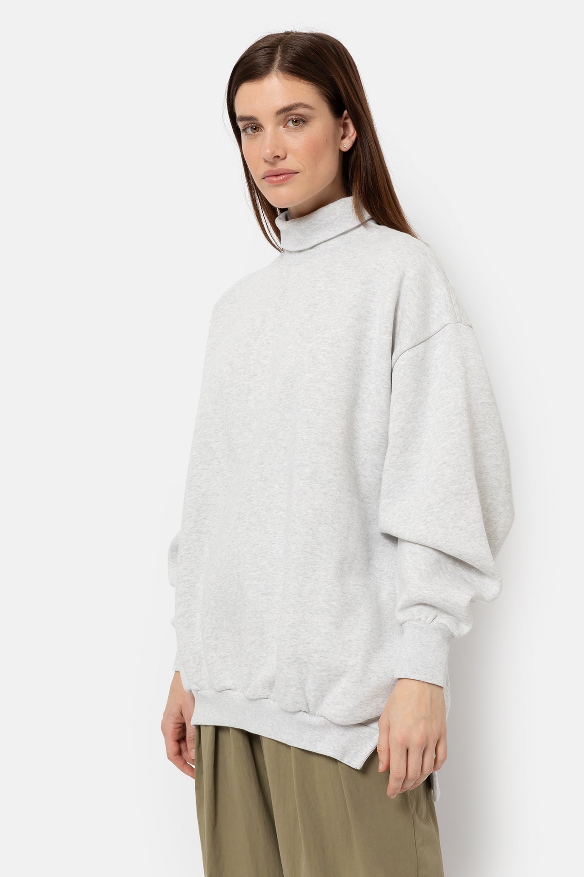 Keep Turtleneck Oversized Sweatshirt | Marled Grey – Âme antwerp