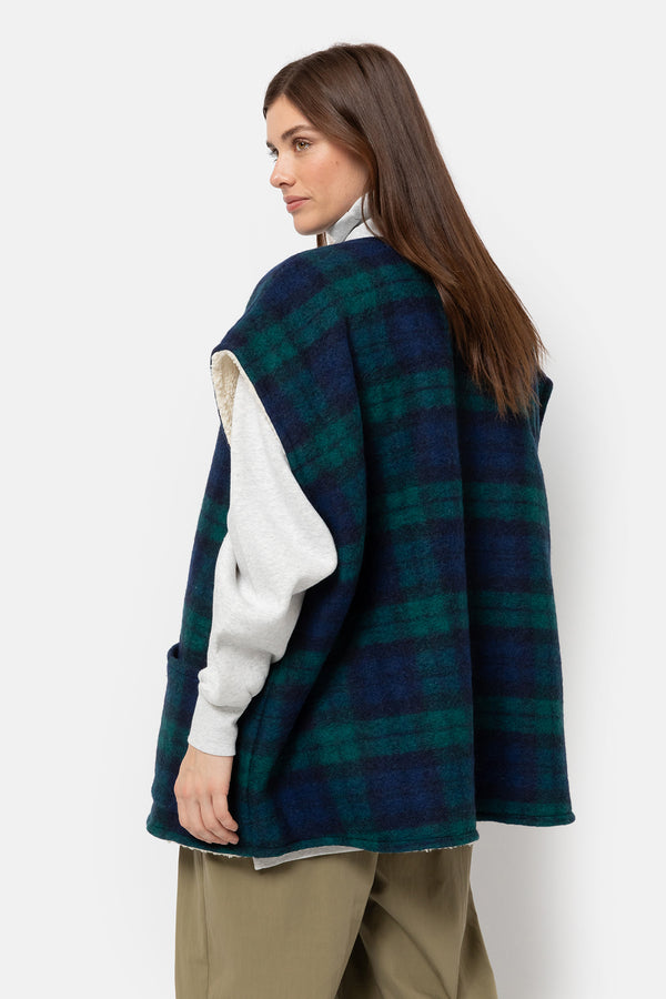 Ines Teddy Oversized Jacket |  Blue Checks w/ Teddy Lining