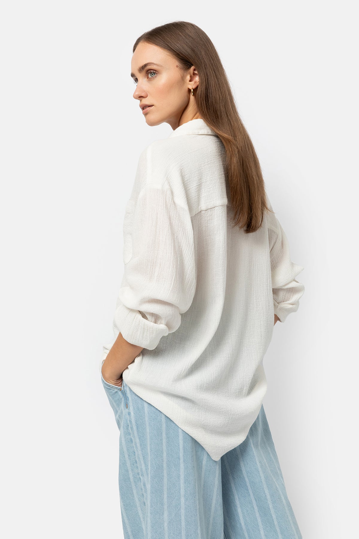 Daddy Oversized Shirt | Off White Crepe