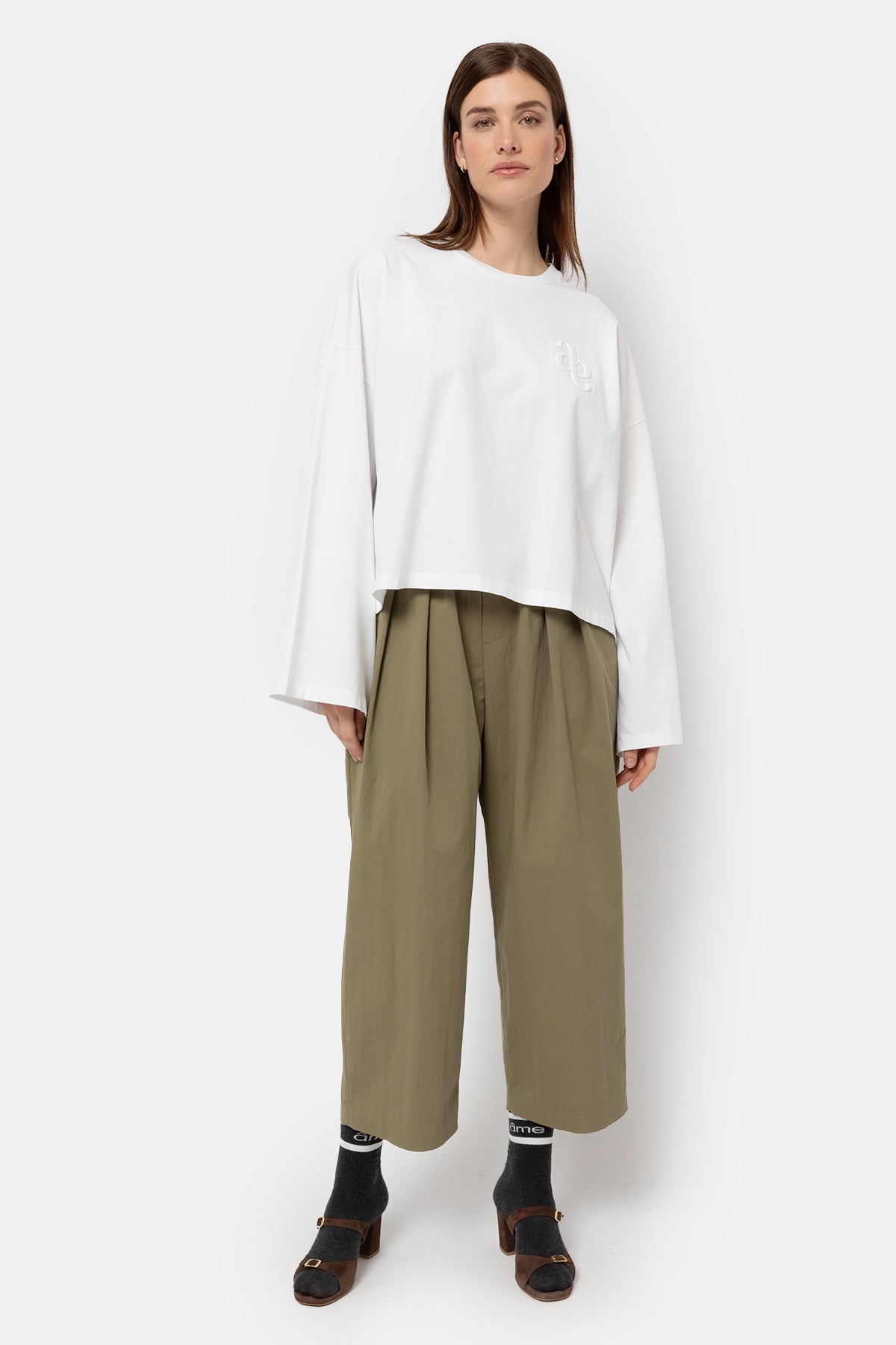 Anndemeulemeeserホワイト 長袖シャツ Kid Oversized Longsleeve T-Shirt | White – Âme antwerp