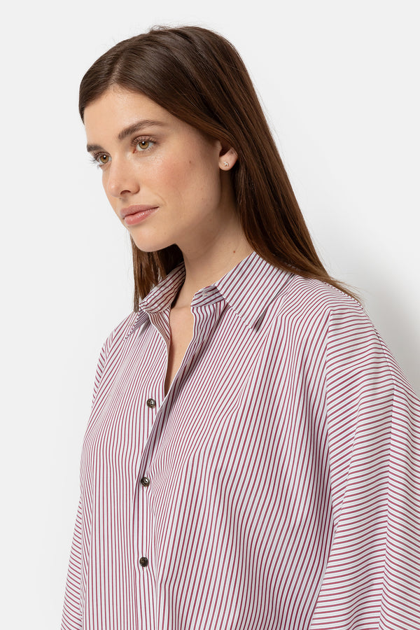 Henriette Poplin Shirt | Red & Blue striped Shirt