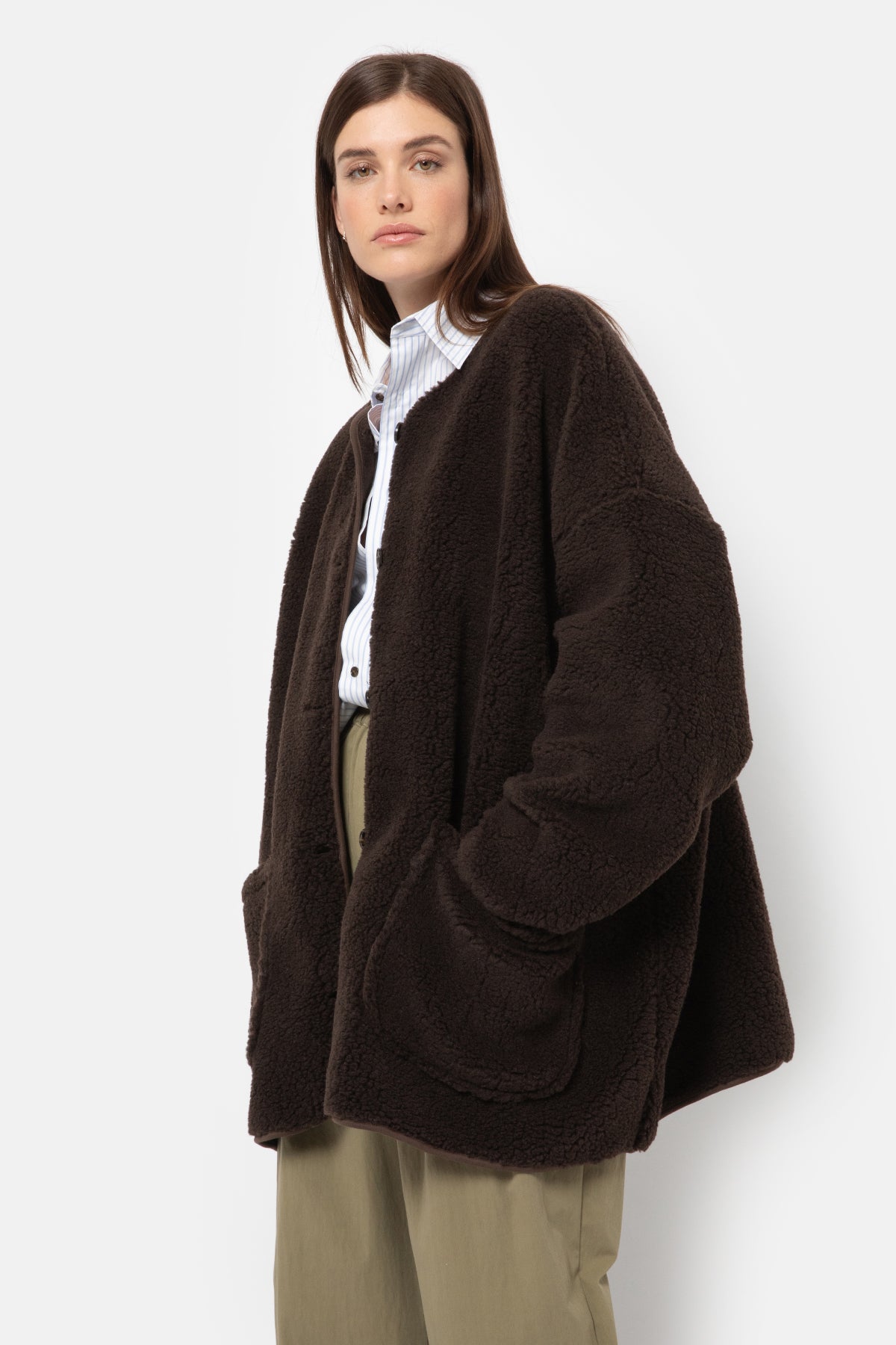 Hannah Veste oversize Teddy | Marron chocolat 