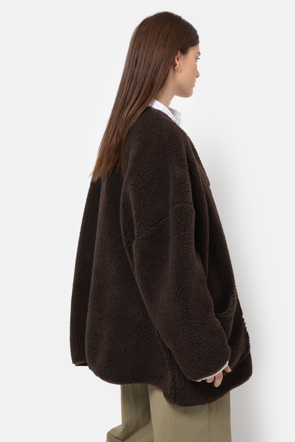 Hannah Teddy Oversized Jacket | Chocolate Brown