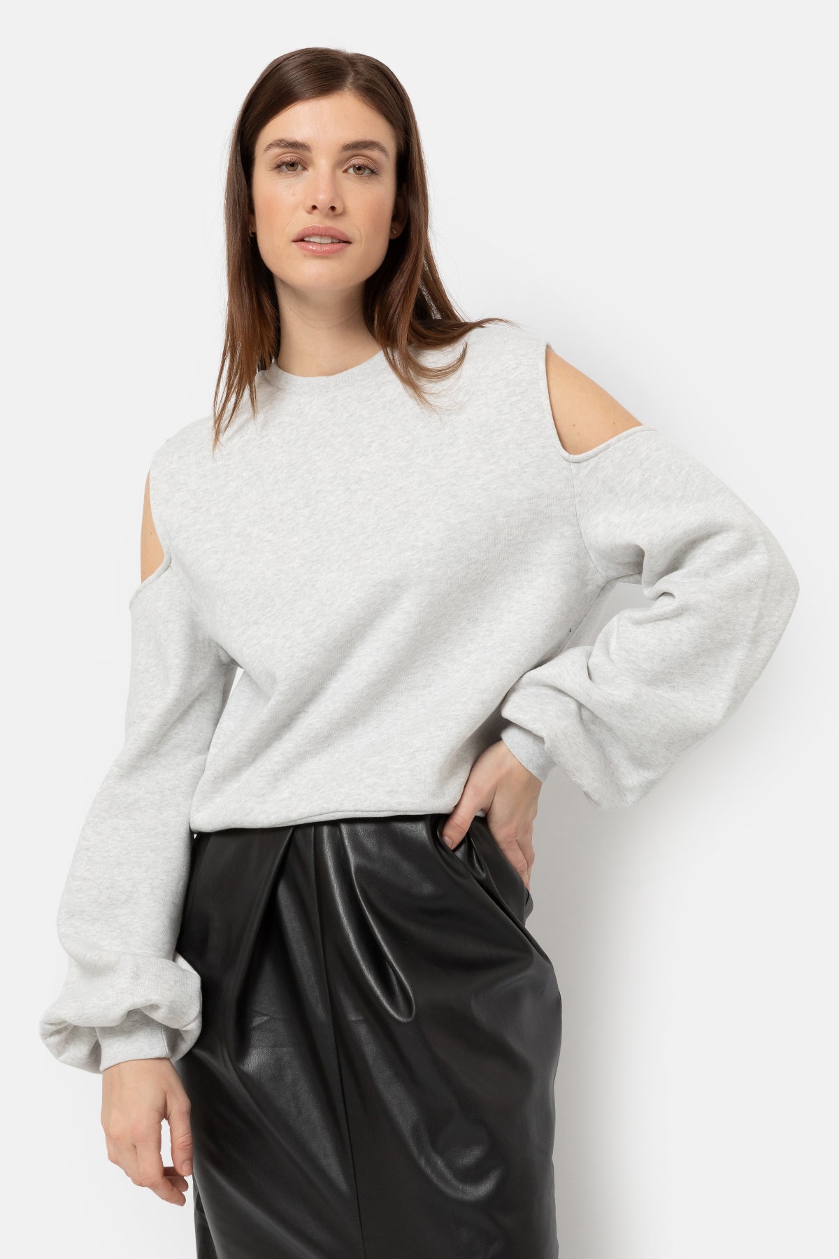 Karate Sweatshirt W/ cutout shoulders | Marled Grey