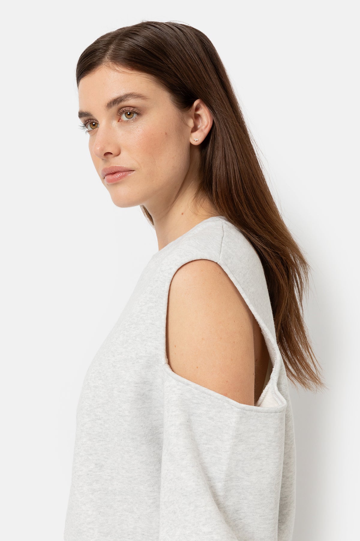 Karate Sweatshirt W/ cutout shoulders | Marled Grey