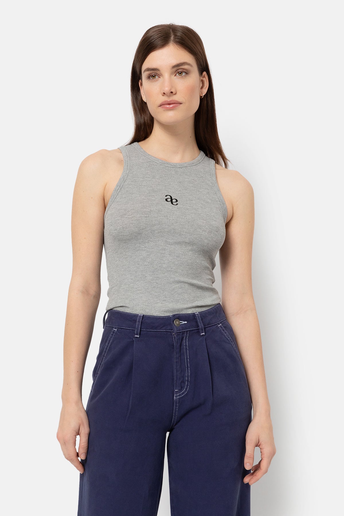 Kraft Ribbed Tank Top | Marled Grey