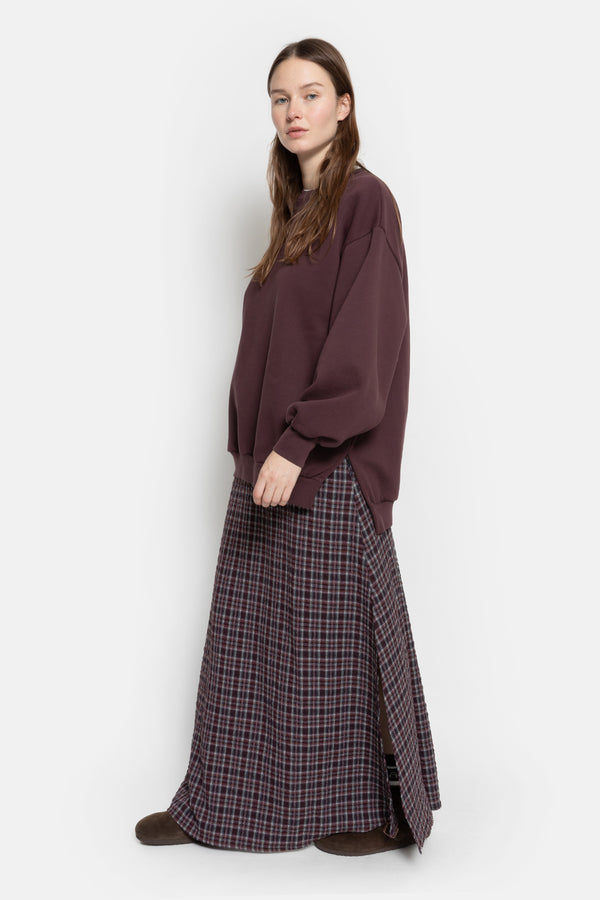 Olive Long Skirt | Plum Checked