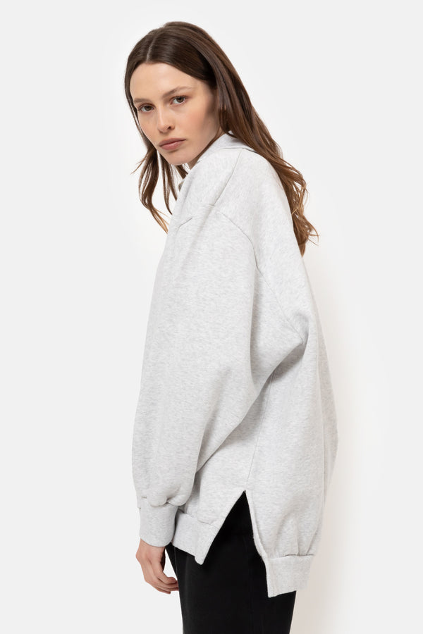 Iflower Oversized Sweatshirt with Zip | Marled Grey
