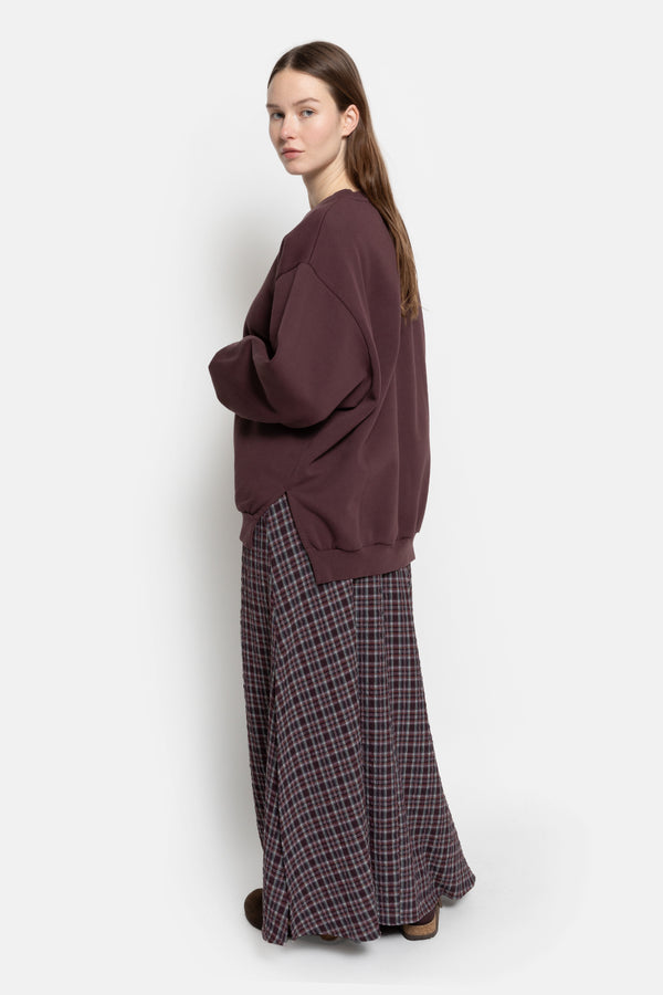 Olive Long Skirt | Plum Checked