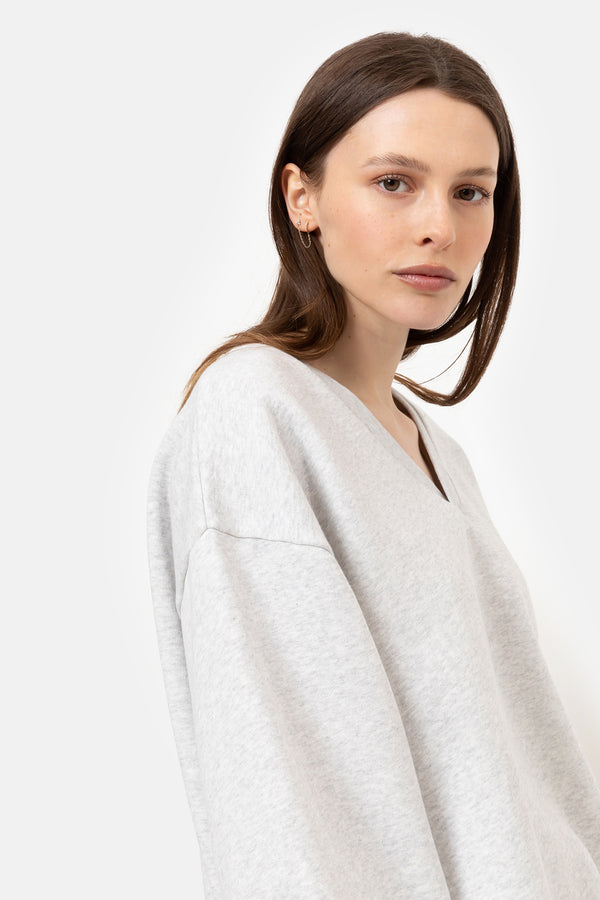 Intime Oversized Sweatshirt with V-neck | Marled Grey
