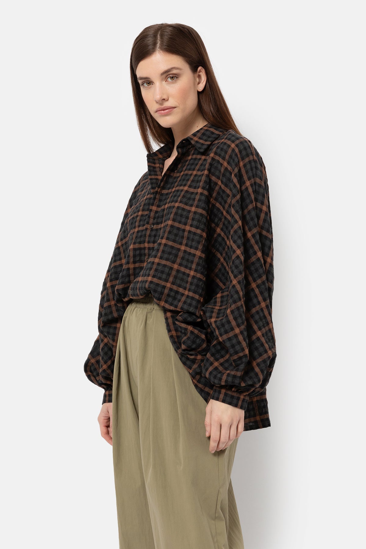  Chemise Henriette | Camel noir Tartin