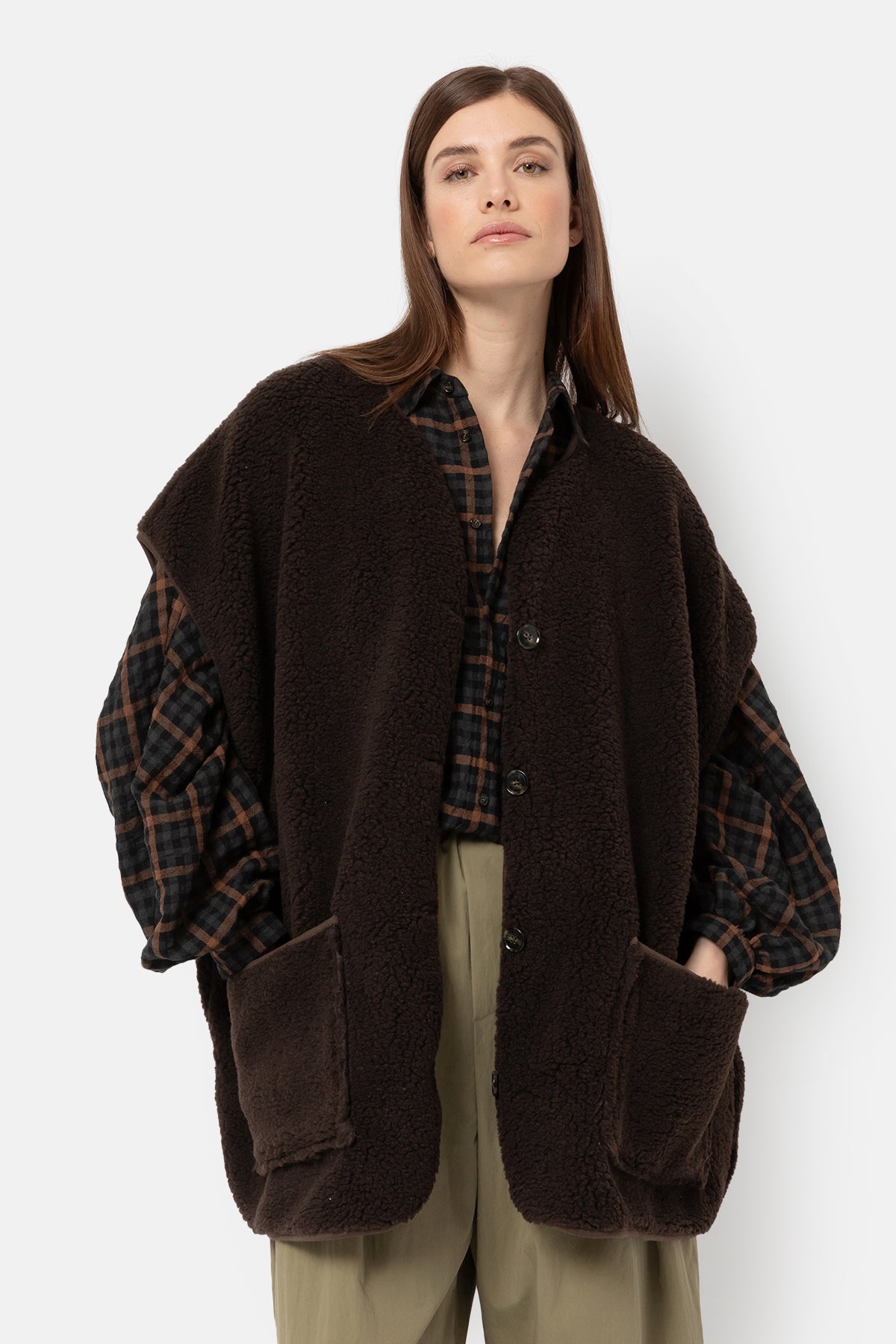 Ines Teddy Oversized Jacket |  Chocolate Brown