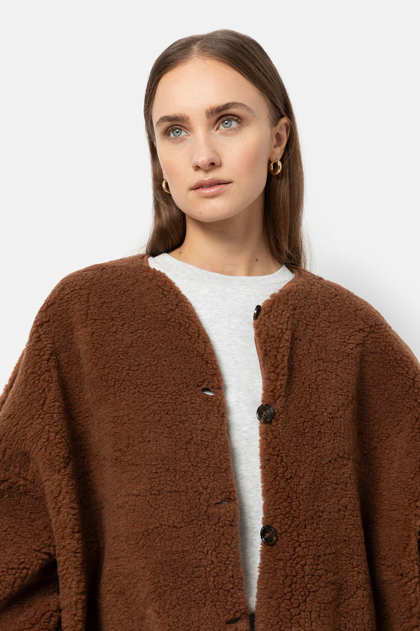 Hannah Teddy Oversized Jacket | Camel