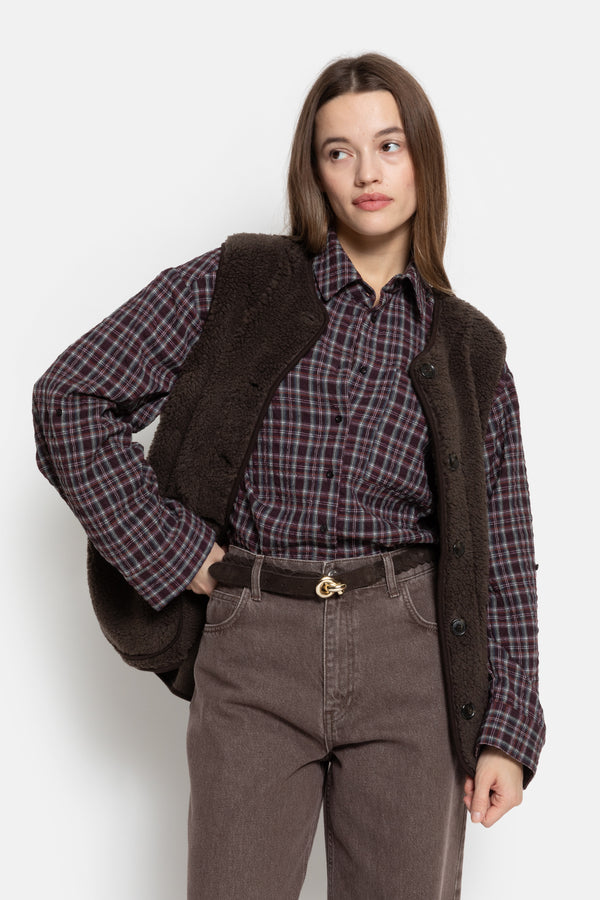 Ocean Cropped Shirt | Carreaux Prune