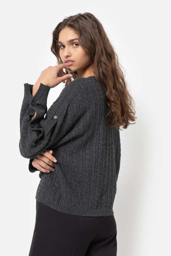 Invest Cable Knit Sweater | Charcoal Grey