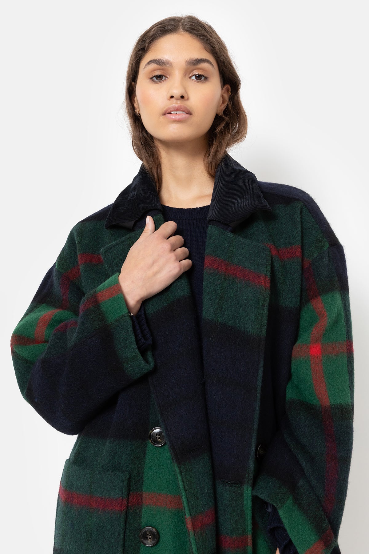 Harlow Wool Coat | Tartan Checks