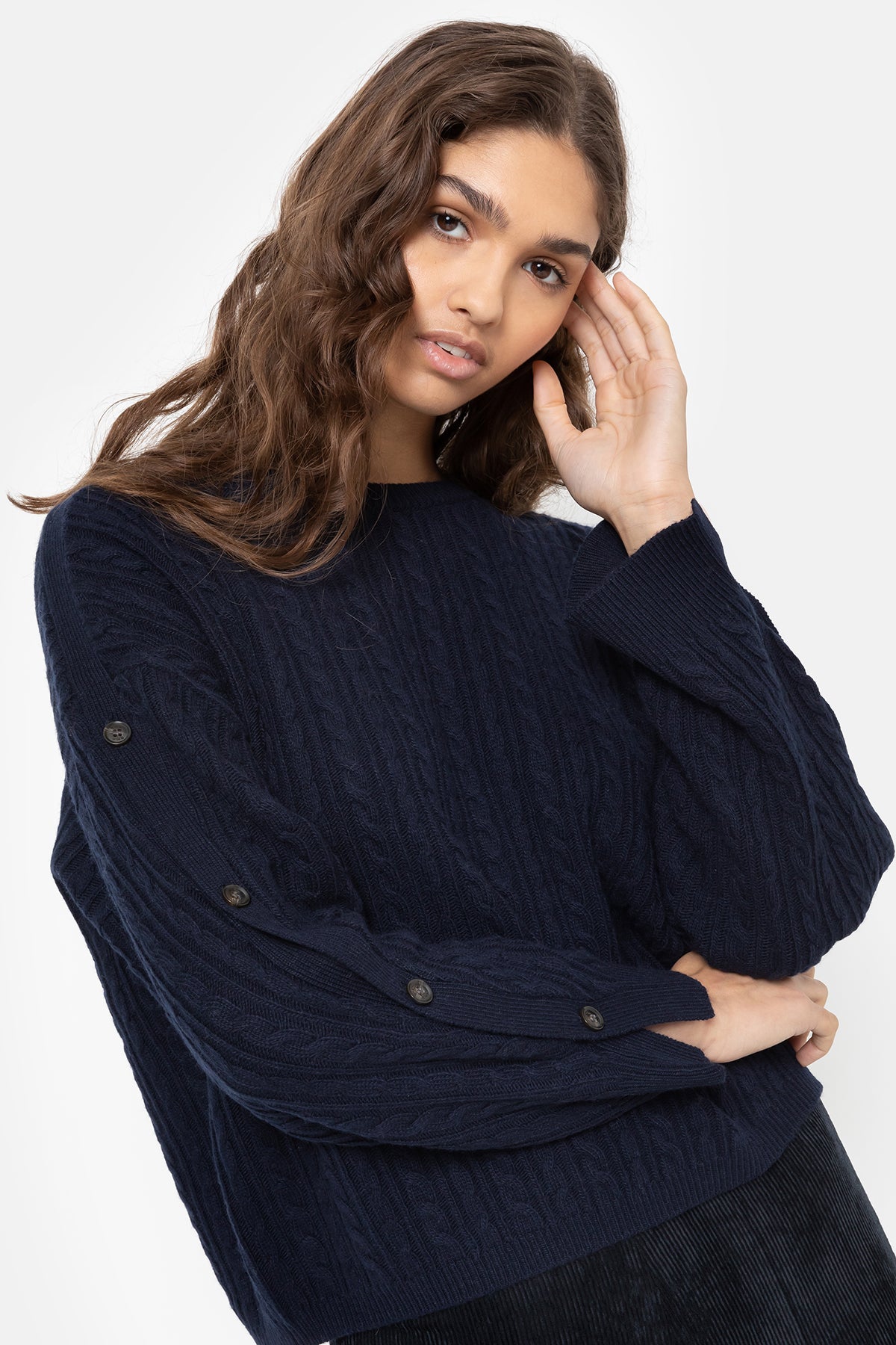 Invest Cable Knit Sweater | Night Sky Blue