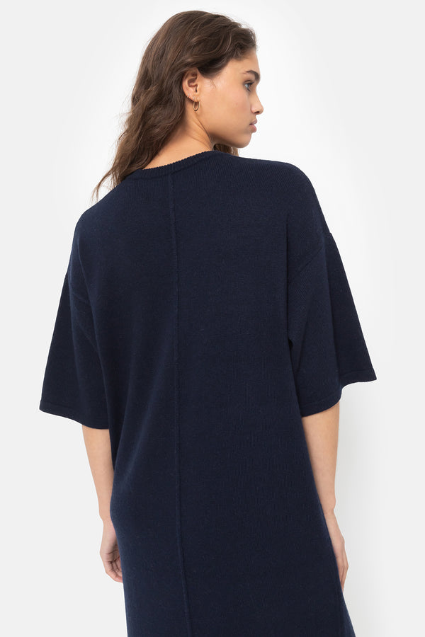 Robe tricotée longue Ikini | Bleu nuit