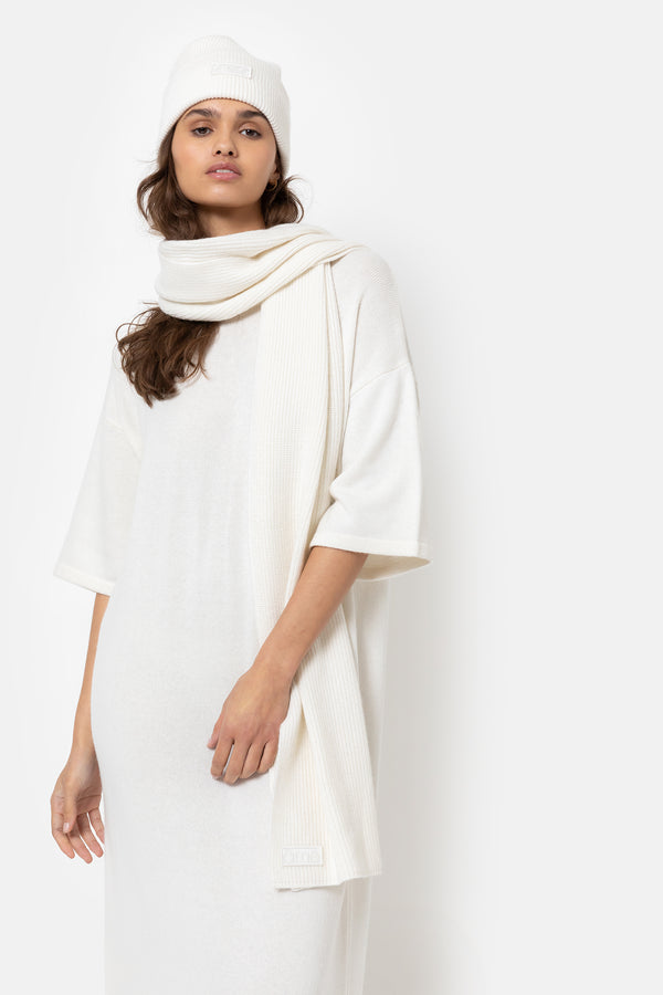  Robe tricotée longue Ikini | Blanc cassé