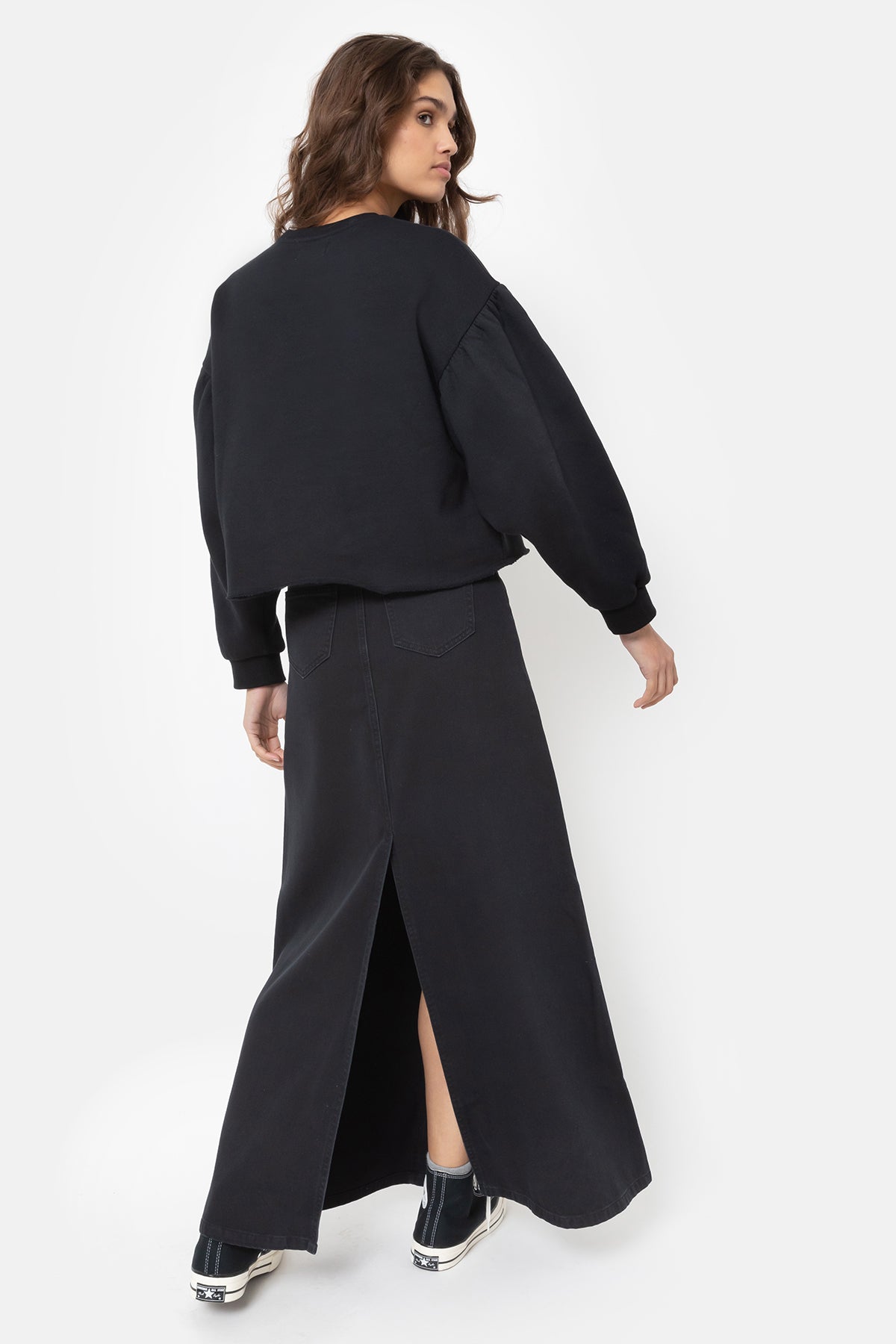Itdone Long Denim Skirt | Black