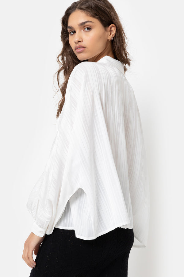 Gala Oversized Shirt | White with Transparent Stripes