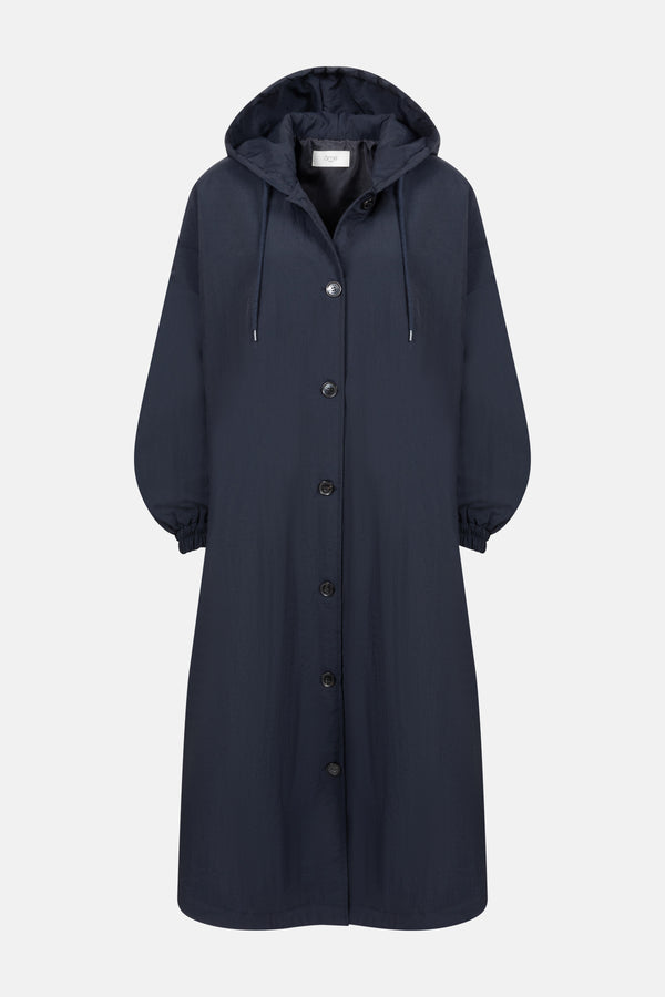 Morgan Long Coat with Hoodie | Navy