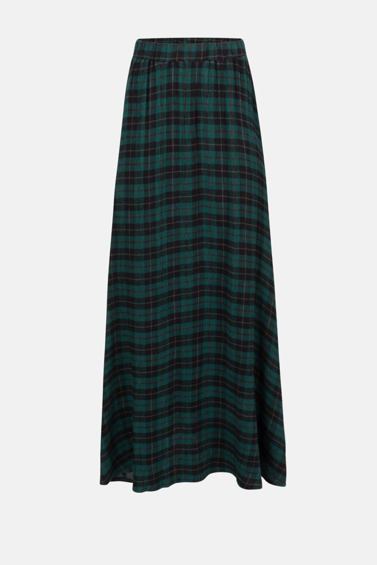 Olive Long Skirt | Green Checked