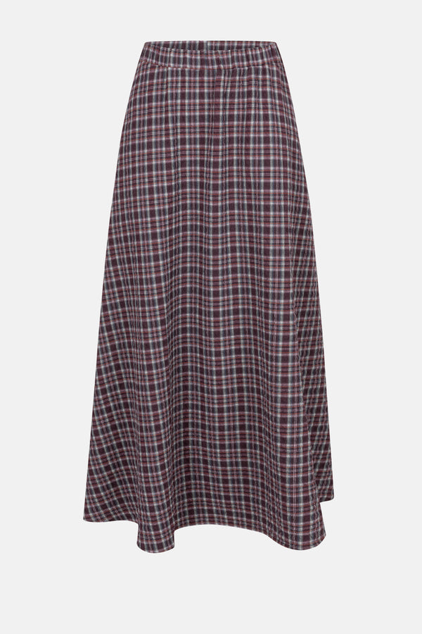 Olive Long Skirt | Plum Checked