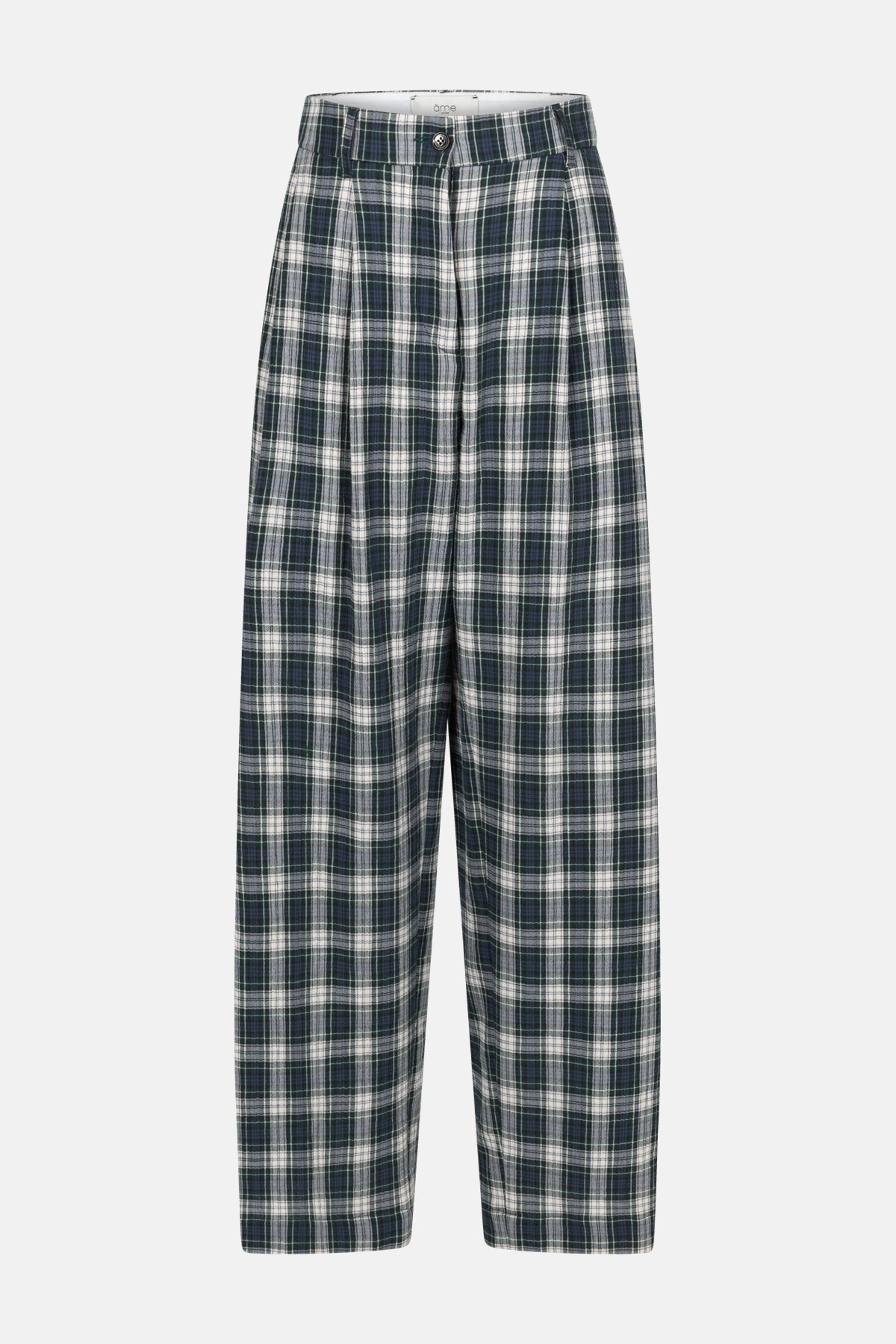 Marta Pleated Pants | Navy checkered