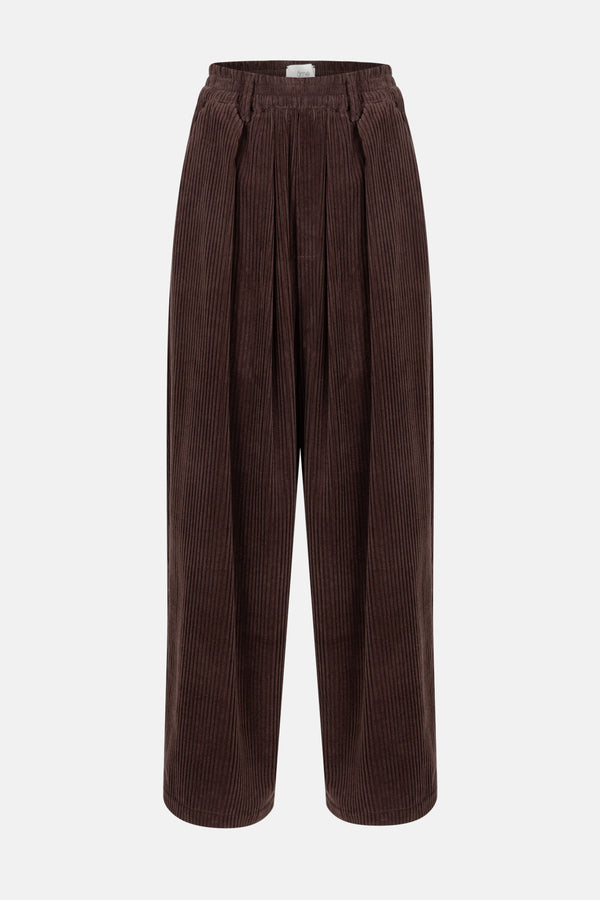 Kick Pleated Pants | Brown Velvet