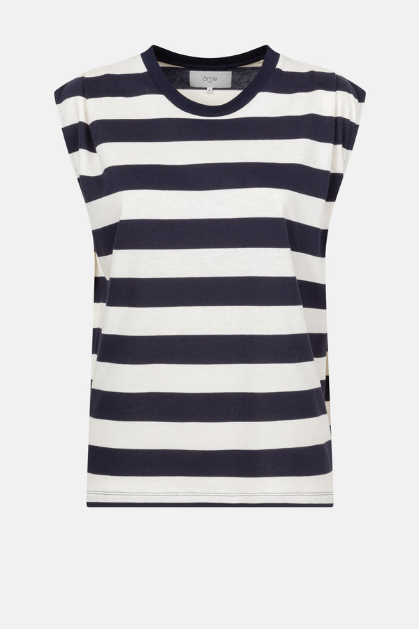 Oxo Sleeveless T-Shirt | Navy & White