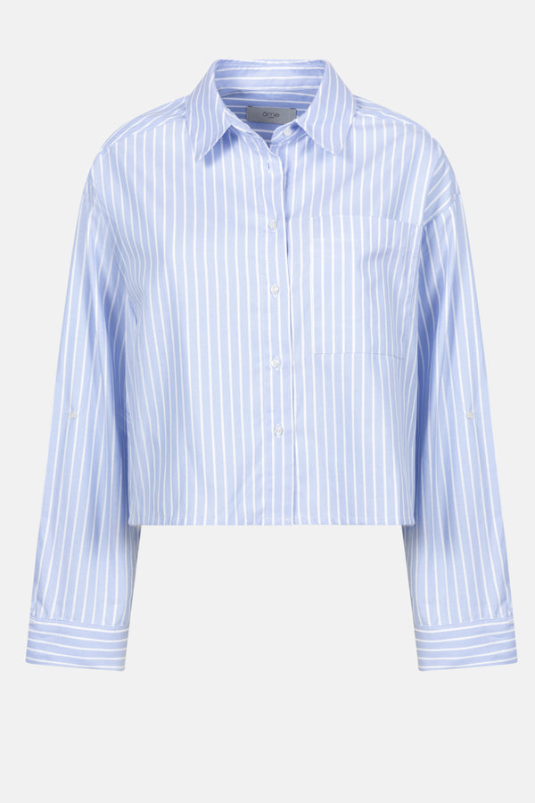 Ocean Cropped Shirt | Light Blue Striped
