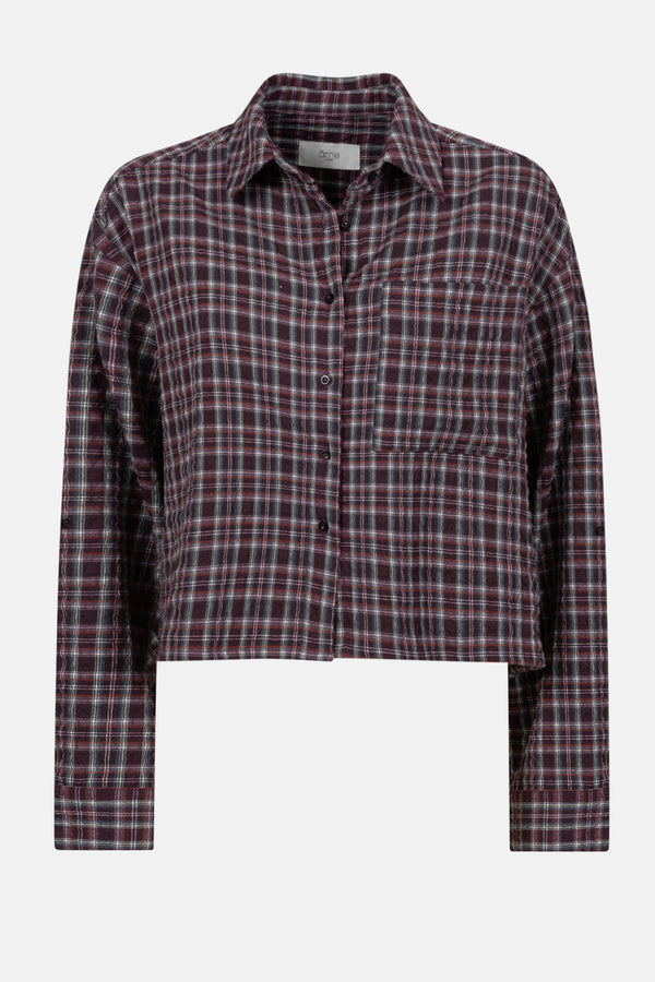 Ocean Cropped Shirt | Carreaux Prune