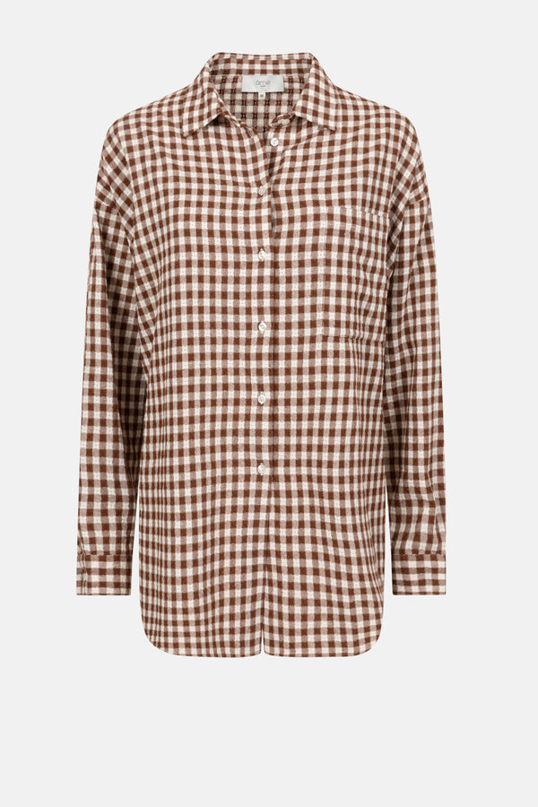Orchid Oversized Shirt | Camel & White checked