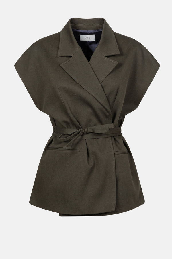 Olijf Sleeveless Blazer | Dark Green