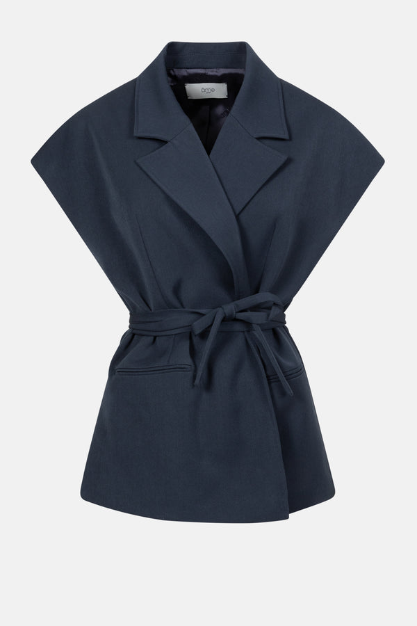 Olijf Sleeveless Blazer | Navy Wooly